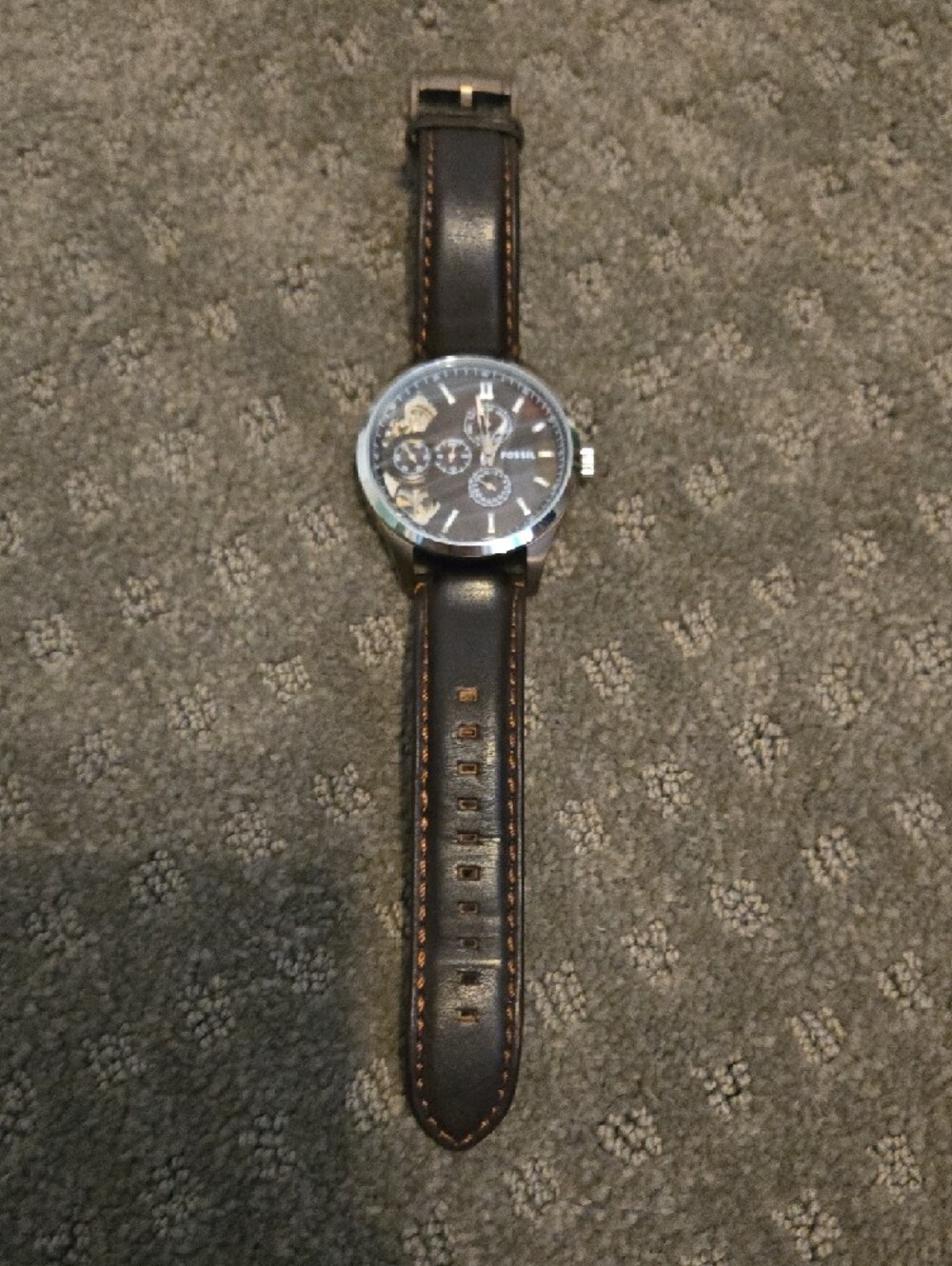 Fossil ME1123 Twist Brown Leather Skeleton Accent Watch - Picture 4 of 4